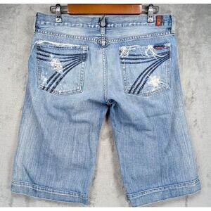 7 For All Mankind Dojo Womens Bermuda Shorts 31 (Actual 32x13) Jean Distressed